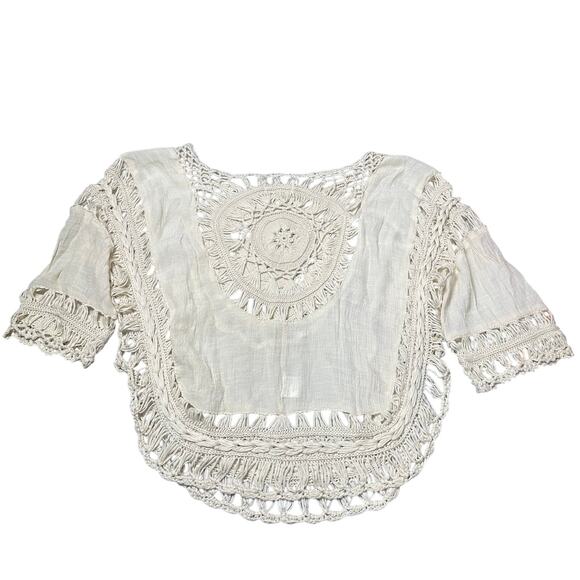 Rebellion Again Cream Boho Crochet Braided Top - Picture 5 of 6